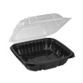 Food Trays, Containers, and Lids | Pactiv Corp. DC858100B000 38 oz 8.5 x 8.5 x 3 EarthChoice Vented Dual Color Microwavable Plastic Hinged Lid Container - Black/Clear (150/Carton) image number 3