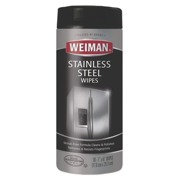 WEIMAN 1-Ply 7 in. x 8 in. Stainless Steel Wipes - White
