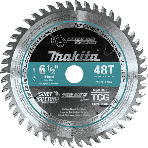 Circular Saw Accessories | Makita A-98809 6-1/2 in. 48T Carbide-Tipped Cordless Plunge Saw Blade image number 0