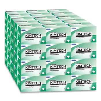 Kimtech 1-Ply 4.4 in. x 8.4 in. Kimwipes Delicate Task Wipers - Unscented, White (16800/Carton)