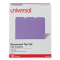  | Universal UNV16165 Reinforced 1/3-Cut Assorted Top-Tab File Folders - Letter Size, Violet (100/Box) image number 1