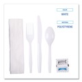 Cutlery | Boardwalk BWKFKTNSMWPSWH Mediumweight Fork/Knife/Napkin/Pepper/Salt/Spoon 6-Piece Plastic Cutlery Kit - White (250/Carton) image number 5