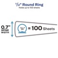 Binders | Avery 27726 8.5 in. x 5.5 in. 0.5 in. Capacity 3 Rings Mini Size Durable View Binder with Round Rings - White image number 1