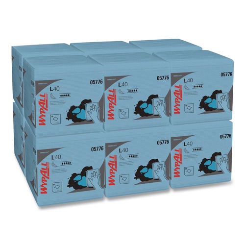 Office Jansan | WypAll 05776 L40 1/4 Fold 12.5 in. x 12 in. Wiper - Blue (56/Box, 12 Boxes/Carton) image number 0