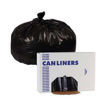 Boardwalk 60 Gallon 1.7 mil 38 in. x 58 in. Flat Pack Linear Low Density Industrial Can Liners - Black (100/Carton)
