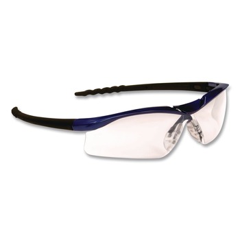 MCR Safety Dallas Wraparound Safety Glasses - Metallic Blue Frame/Clear Anti-Fog Lens