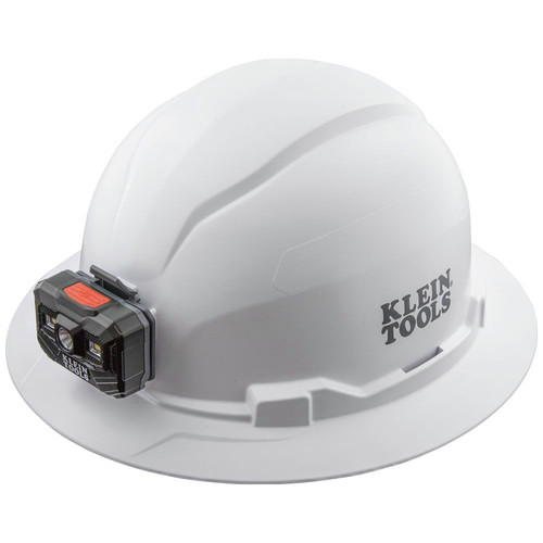 Hard Hats | Klein Tools 60406RL Non-Vented Full Brim Hard Hat with Rechargeable Headlamp - White image number 0