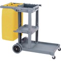 Cleaning Carts | Boardwalk JC1945SBWK23 19 in. x 45 in. x 39 in. 4 Shelves 1 Bin Plastic Janitor's Cart - Gray image number 1