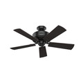 Ceiling Fans | Hunter 54149 44 in. Cedar Key Matte Black Outdoor Ceiling Fan with Light and Integrated Control System-Handheld image number 1