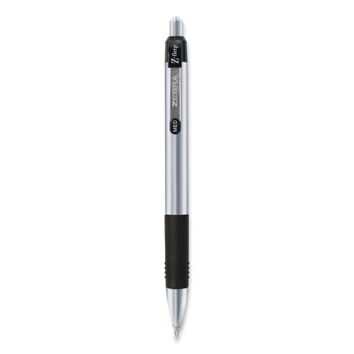 Pens | Zebra 27010 Z-Grip Medium 1 millimeter Retractable Metal Ballpoint Pen - Black Ink/Silver/Black Barrel (1-Dozen) image number 0