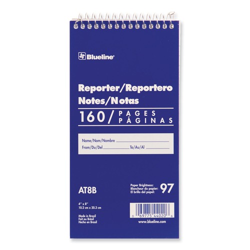 Blueline 4 in. x 8 in. Medium/College Rule Reporters Note Pad - Blue Cover/80 White Sheets