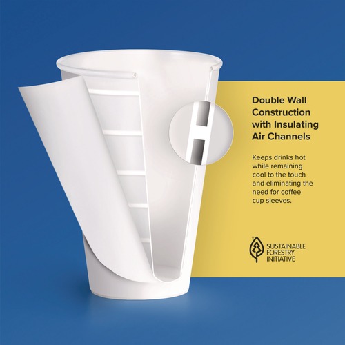Cups and Lids | SOLO DWTG12W Thermoguard 12 oz. Sustainable Forest Print Insulated Paper Hot Cups - White (600/Carton) image number 0