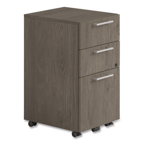 Office Desks & Workstations | Alera AENNZK-MP1518UF TOM 15 in. x 18 in. x 27 in. Seville Series 3-Drawer Legal File Mobile Pedestal - Walnut image number 0
