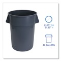 Trash Cans | Boardwalk 3485199 44 Gallon Plastic Round Waste Receptacle - Gray image number 3