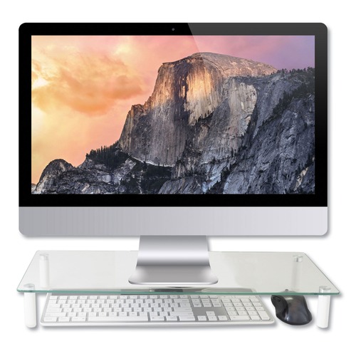 Office Jansan | Kantek MS370 22 in. x 8.25 in. x 3.25 in. Supports 40 lbs. Glass Monitor Riser - Clear image number 0