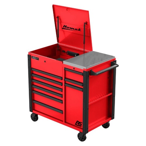Utility Carts | Homak RD06044090 RSPRO 44 in. 9-Drawer Power Service Cart - Red image number 0