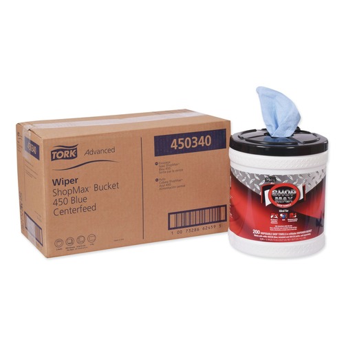 Office Jansan | Tork 450340 8-1/2 in. x 10 in. Advanced ShopMax Wiper 450 - Blue (2/Carton) image number 0