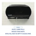 Paper Towels and Napkins | Boardwalk R4070BKBW 20.25 in. x 6 in. x 12.25 in. Jumbo Twin Toilet Tissue Dispenser - Black image number 8