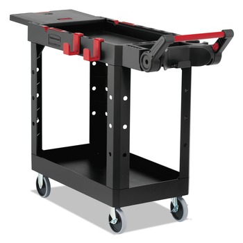 CLEANING CARTS | Rubbermaid Commercial 1997206 Heavy Duty 17.8 in. x 46.2 in. x 36 in. Adaptable Utility Cart - Small, Black