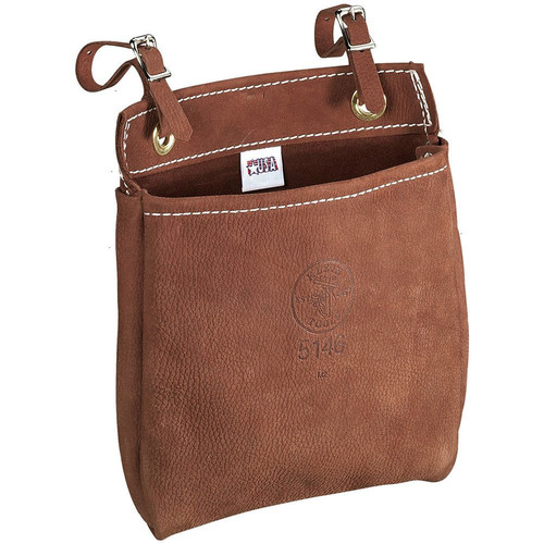 Cases and Bags | Klein Tools 5146 9 in. x 3 in. x 8 in. All-Purpose Leather Tool Bag with Belt Straps image number 0