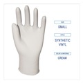 Disposable Gloves | Boardwalk BWK315SBX 4 mil Powder-Free Synthetic Vinyl Gloves - Small, Beige (100/Box) image number 4