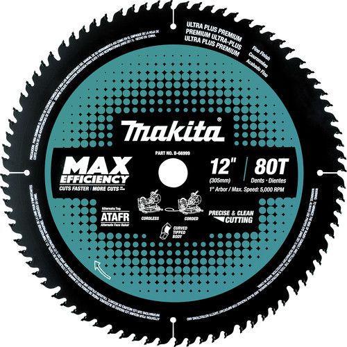 Miter Saw Blades | Makita B-66999 12 in. 80T Carbide-Tipped Max Efficiency Miter Saw Blade image number 0