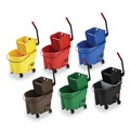 Mop Buckets | Rubbermaid Commercial FG758888GRN WaveBrake 2.0 35 qt. Side-Press Plastic Bucket/Wringer Combos - Green image number 2