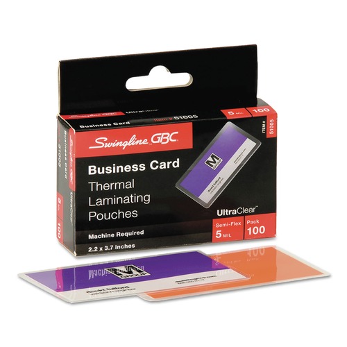Laminating Supplies | GBC 51005CF 3.69 in. x 2.19 in. 5 mil UltraClear Thermal Laminating Pouches - Gloss Clear (100/Box) image number 0