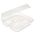 Food Trays, Containers, and Lids | Pactiv Corp. YCI811230000 Clearview 3-Compartment 5 oz. / 14 oz. Hinged Lid Food Containers - Clear (200/Carton) image number 1