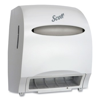 Scott 48858 Essential 12.7 in. x 9.57 in. x 15.76 in. Electronic Hard Roll Towel Dispenser - White (1/Carton)
