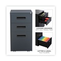 Office Carts & Stands | Alera ALEPABBFCH 14.96 in. x 19.29 in. x 27.75 in. 3-Drawers: Box/Box/File Legal/Letter Left or Right File Pedestal - Charcoal image number 6