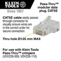 Klein Tools VDV826-702 Pass-Thru RJ45 CAT5E Gold Plated Modular Data Plug (50-Pack) image number 1