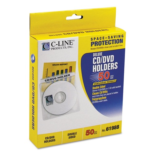  | C-Line 61988 Deluxe Individual CD/DVD Holders (50/Boxes) image number 0