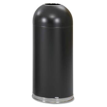 Safco Open-Top Dome Receptacle, Round, Steel, 15gal, Black