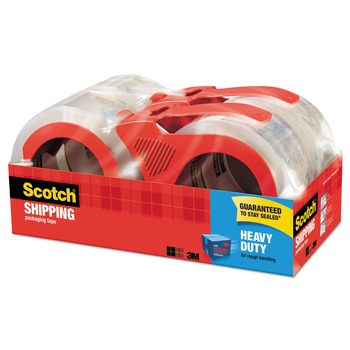 Scotch 3850-4RD 1.88 in. x 54.6 yds. 3850 Heavy-Duty 3 in. Core Packaging Tape with Dispenser - Clear (4/Pack)