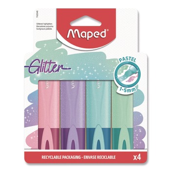 Maped Helix Fluo Peps Pastel Glitter Chisel Tip Highlighter - Assorted Ink/Assorted Barrel (4/Pack)