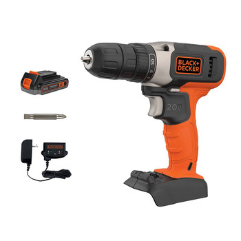 POWER TOOLS | Black & Decker BCD702C1 20V MAX Brushed Lithium-Ion 3/8 in. Cordless Drill Driver Kit (1.5 Ah)