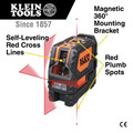 Laser Levels | Klein Tools 93LCLS Self-Leveling Cordless Cross-Line Laser with Plumb Spot image number 1