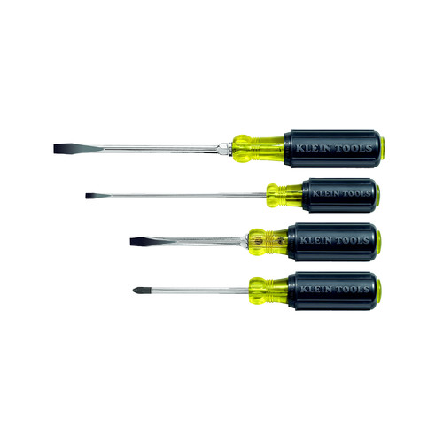 Screwdrivers | Klein Tools 85105 4-Piece Slotted and Phillips Screwdriver Set with Cushion-Grip Handles and Tip-Ident image number 0