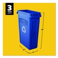Trash & Waste Bins | Rubbermaid Commercial FG354007BLUE 23 Gallon Slim Jim Recycling Plastic Container with Venting Channels - Blue image number 1