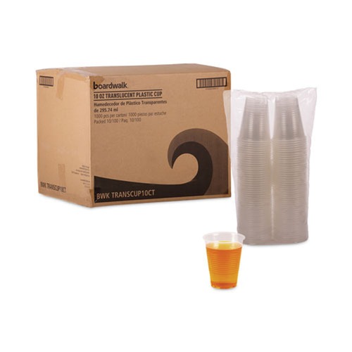 Cutlery | Boardwalk BWKTRANSCUP10CT 10 oz. Polypropylene Plastic Cold Cups - Translucent (1000/Carton) image number 0