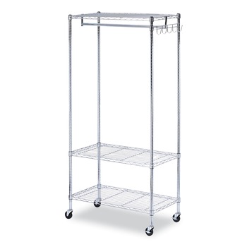 Alera ALEGR363618SR 36 in. W x 18 in. D x 75 in. H 30 Garments Wire Shelving Garment Rack - Silver