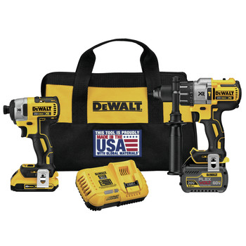 COMBO KITS | Dewalt DCK299D1T1 2-Tool Combo Kit - FLEXVOLT 20V MAX Cordless Hammer Drill & Impact Driver Kit with 2 Batteries (2 Ah/6 Ah)