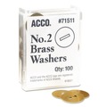 Office Jansan | ACCO A7071511 1.25 in. Diameter No. 2 Washers for Two-Prong Fasteners - Brass (100/Box) image number 0