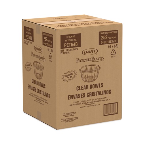 Bowls and Plates | Dart PET64B PresentaBowls 64 oz. PET Bowl (252/Carton) image number 0