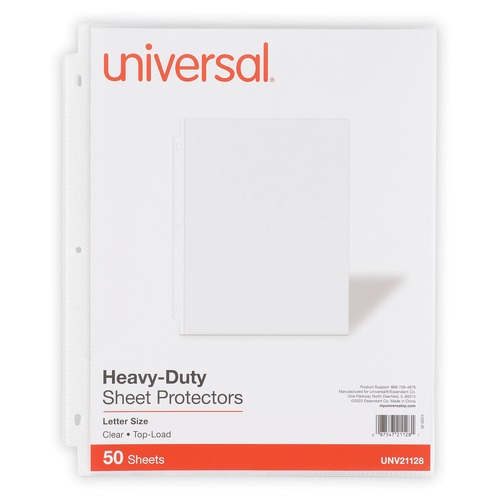 Office Jansan | Universal UNV21128 Heavy Gauge Top-Load Poly Sheet Protectors - Clear (50/Pack) image number 0