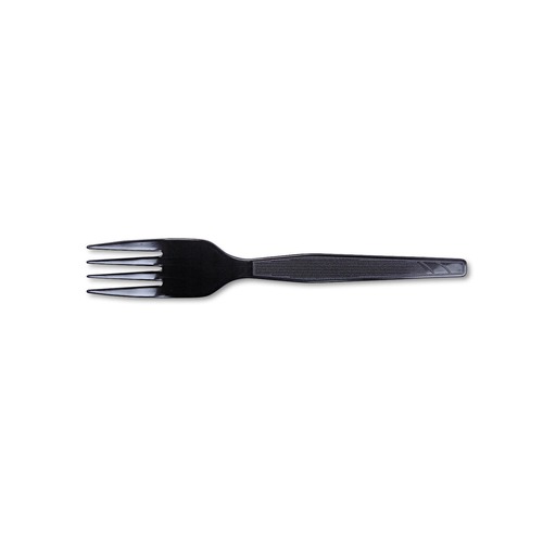  | Dixie FM507 Heavy Mediumweight Plastic Fork - Black (1000/Carton) image number 0