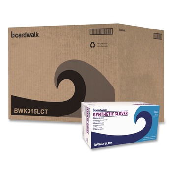 Boardwalk 4 mil 9.5 in. Long Powder-Free Synthetic Vinyl Gloves - Large, Cream (100/Box, 10 Boxes/Carton)
