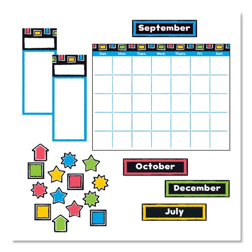 Calendars & Planners | TREND T8392 30-Piece 18 in. x 26.5 in. Bold Strokes Wipe-Off Calendar Bulletin Board Set - Assorted Colors image number 0
