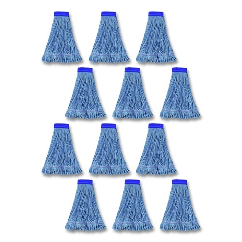 Mops | Boardwalk BWK504BL 5 in. Super Loop Cotton/Synthetic Fiber Wet Mop Head - X-Large, Blue (12/Carton) image number 0